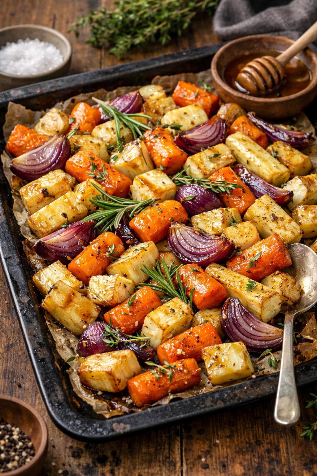 Geroosterde wintergroenten uit de oven